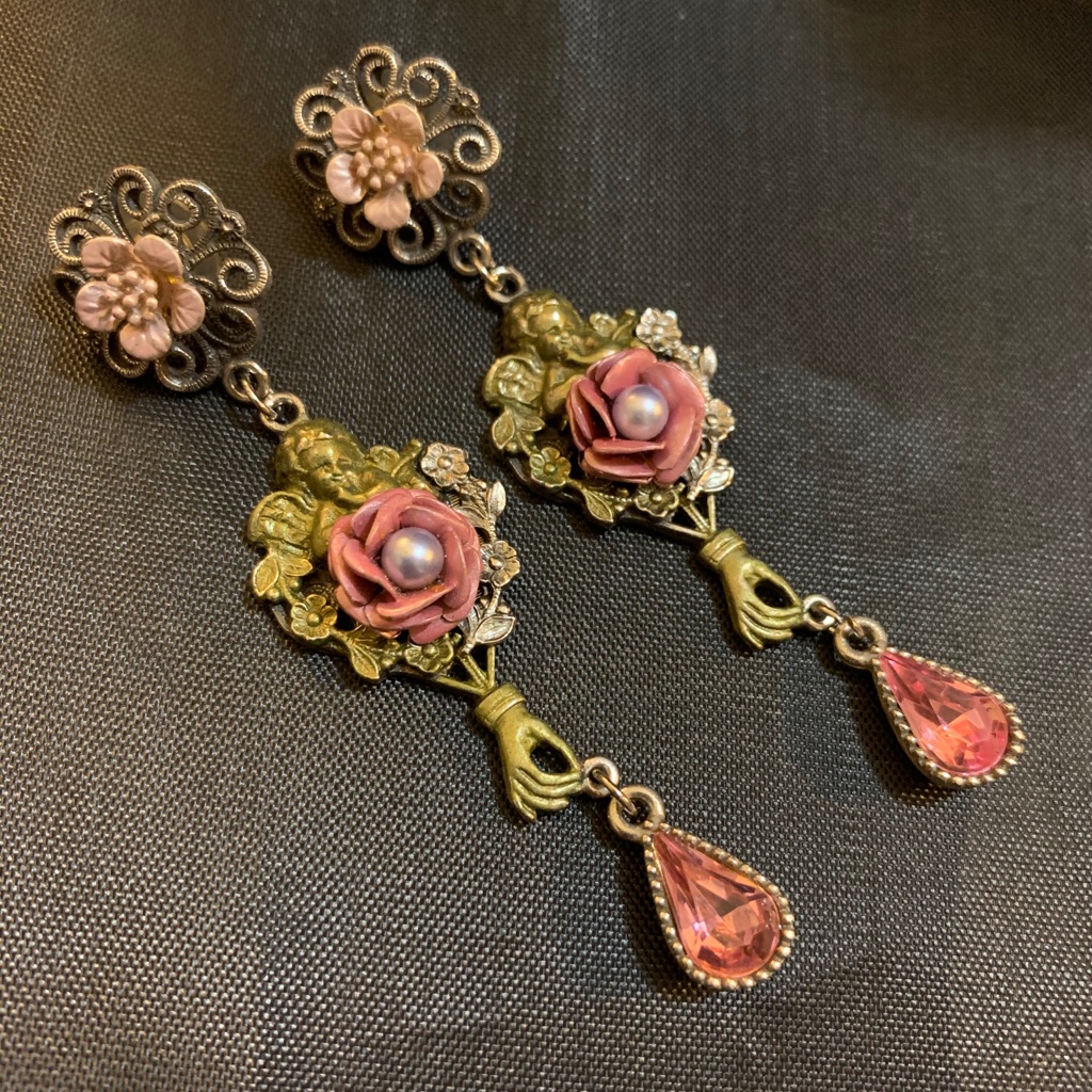 Vintage Statement Mary Demarco Ngel Rose Earring